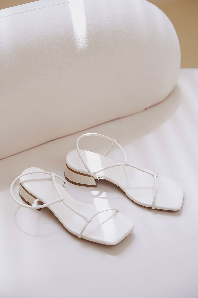 Karou Strappy Heeled Sandals in Cream