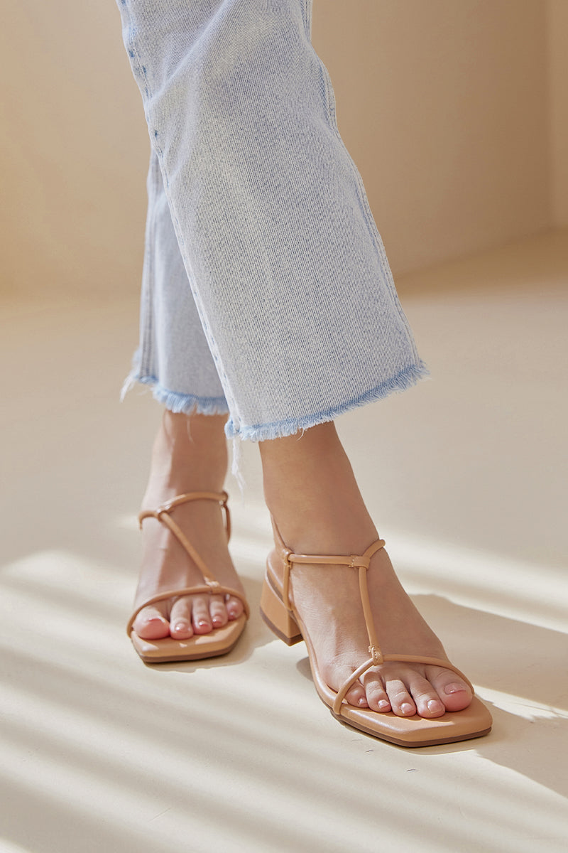 Karou Strappy Heeled Sandals in Tan