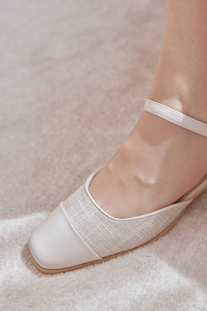 
                  
                    Maegen Linen Covered Heels in Cream
                  
                