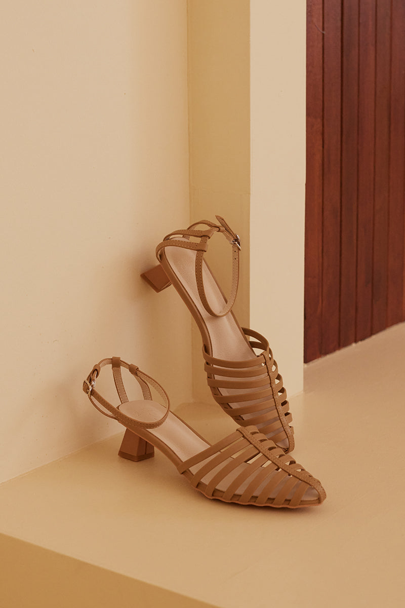 Nichole Cage Covered Sandals in Peanut