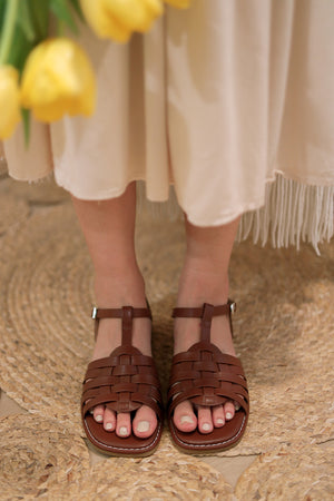 
                  
                    Oriana Interlocking Sandals in Pecan
                  
                