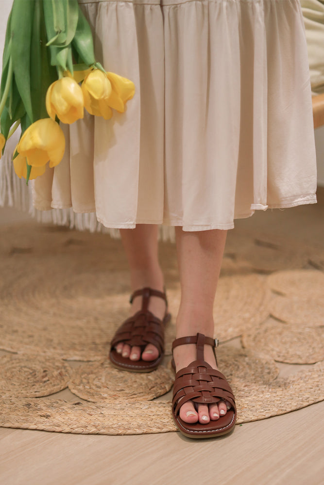 
                  
                    Oriana Interlocking Sandals in Pecan
                  
                