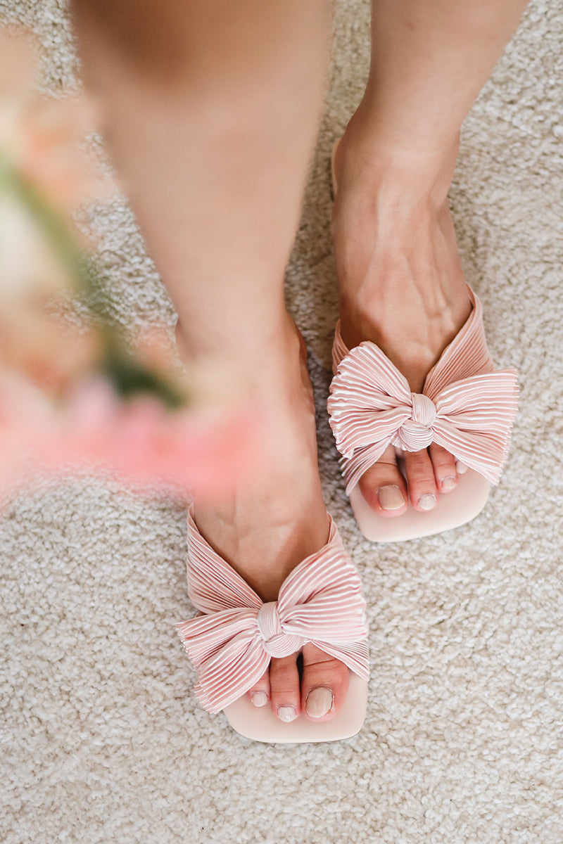 Primrose Pleated Sliders in Rose Nude