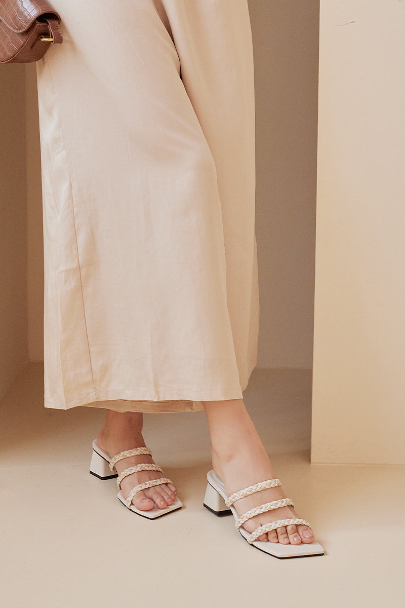 Rohe Braided Strappy Heels in Cream