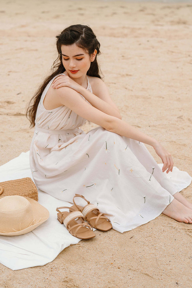 Muse Rattan Sandals in Latte