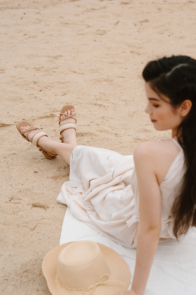 
                  
                    Muse Rattan Sandals in Latte
                  
                