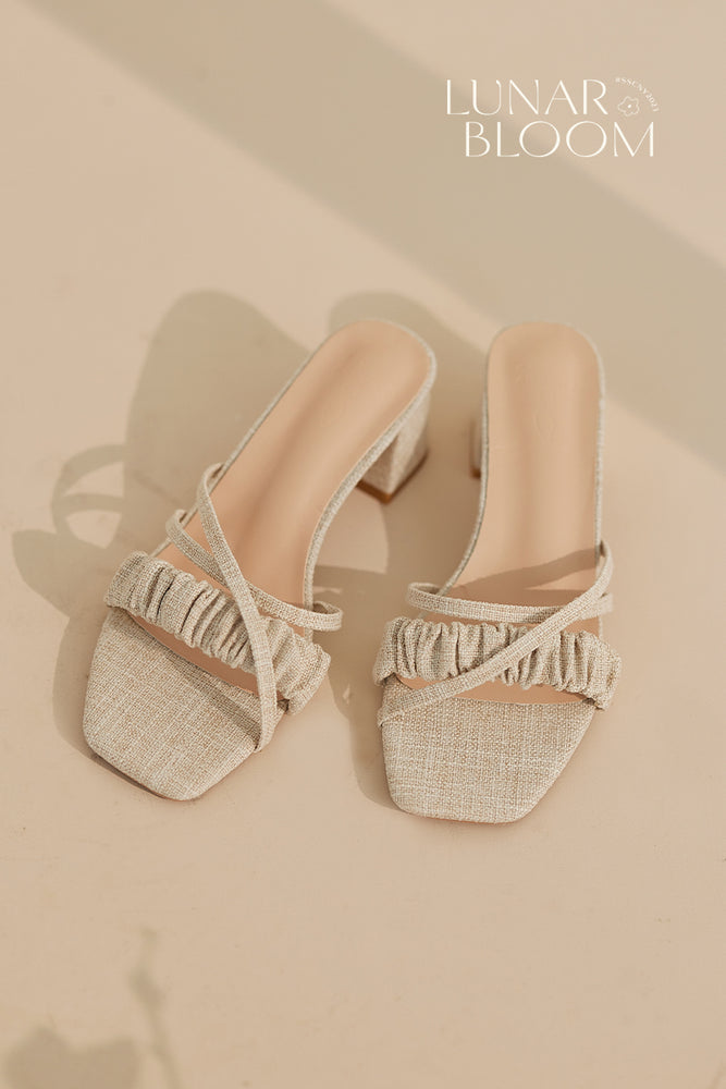 
                  
                    Waverly Ruched Heels in Linen
                  
                