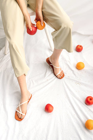 
                  
                    Ylenia Strappy Sandals in White
                  
                