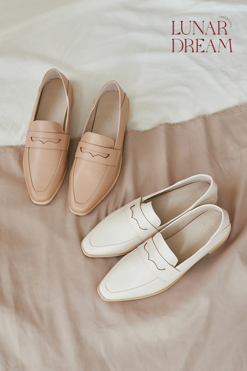 Avery Penny Loafers in Cream