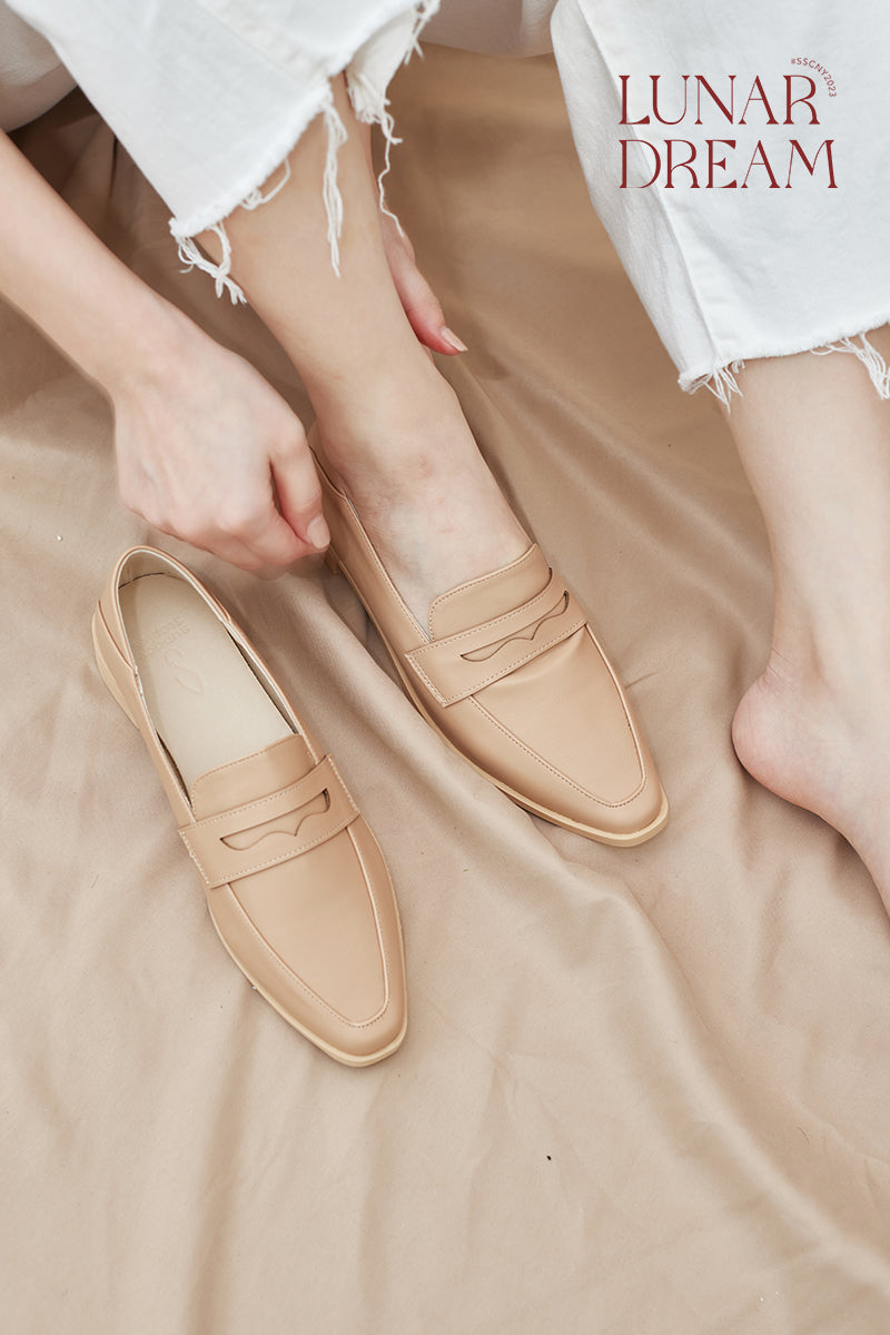 Avery Penny Loafers in Nude