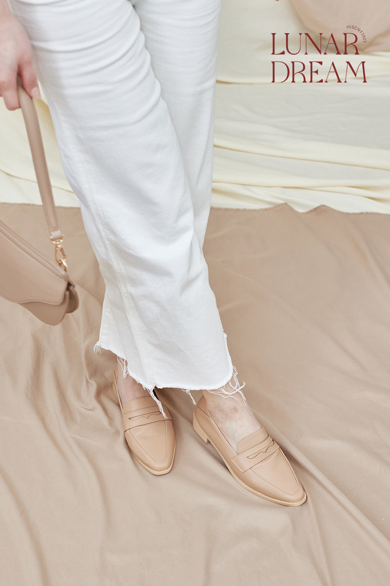 Avery Penny Loafers in Nude