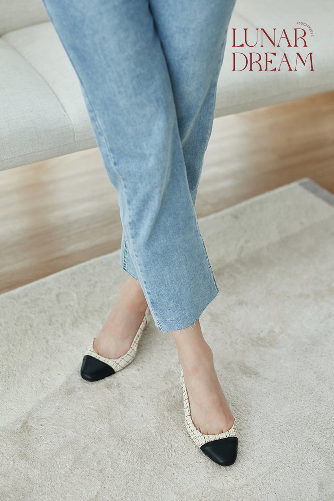 
                  
                    Taelynn Textured Slingback Heels in Cream Tweed
                  
                