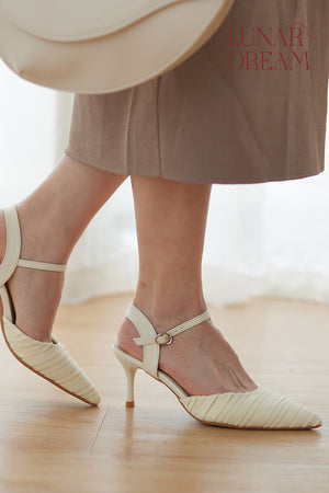 
                  
                    Taroh Pleated Fabric Heels in Buttercream
                  
                